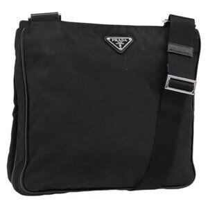 Authentic PRADA Shoulder Bag Nylon Black Silver